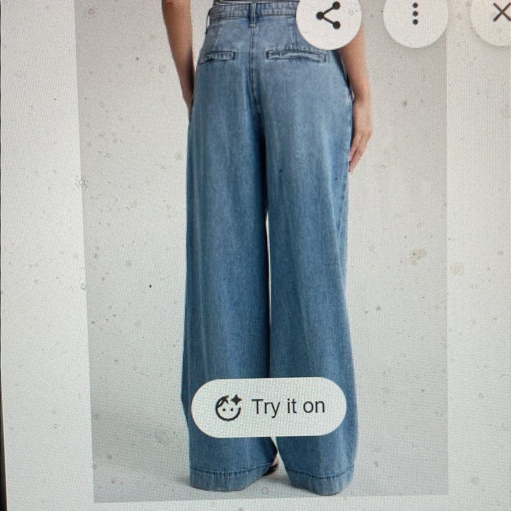 Rag&bone Aurora wide leg Blue Women's pleated trouser Jeans- nwt - Picture 2 of 7